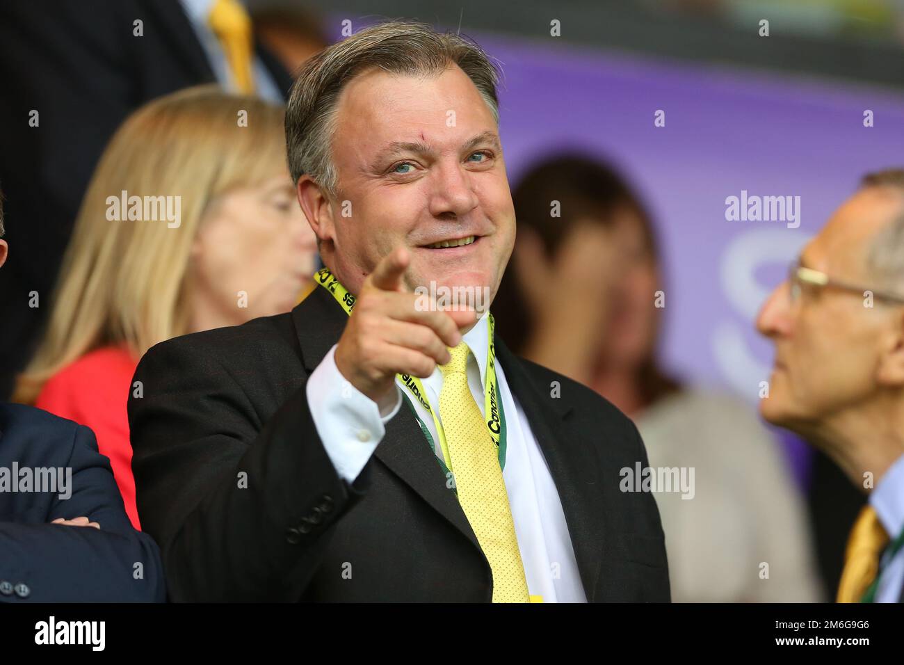 Président de Norwich City, Ed Balls - Norwich City contre Cardiff City, Sky Bet Championship, Carrow Road, Norwich - 10th septembre 2016. Banque D'Images