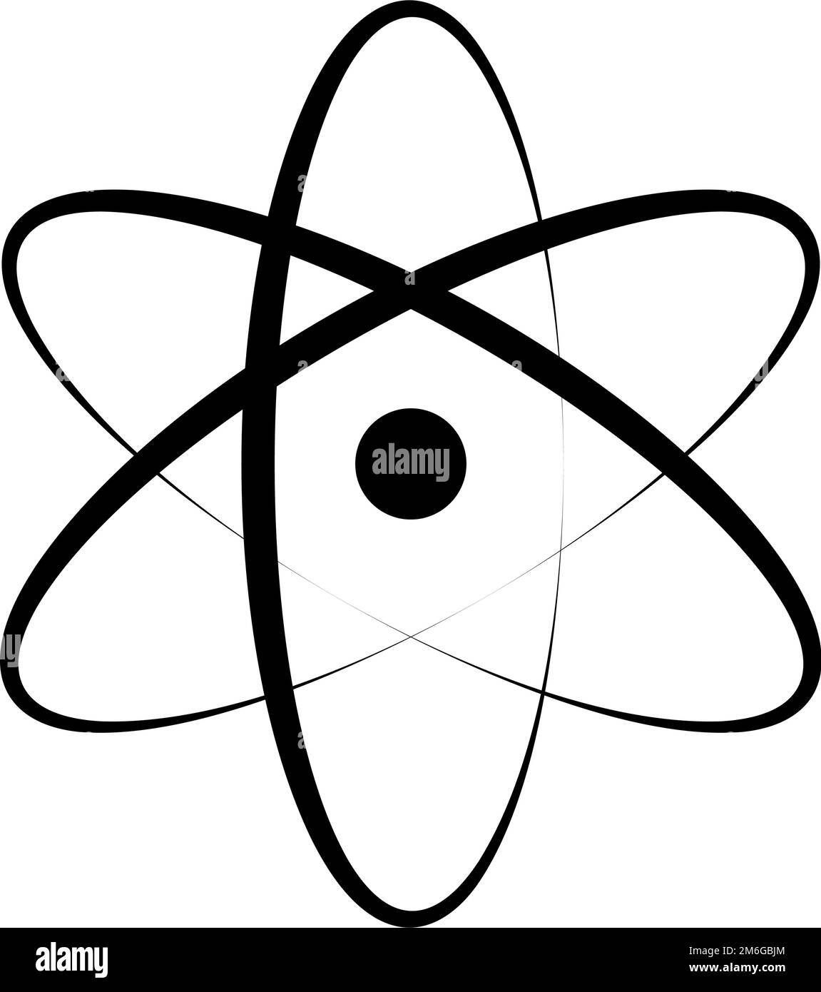 Icône de silhouette de la post-image du noyau et des électrons en rotation. Vecteur modifiable. Illustration de Vecteur