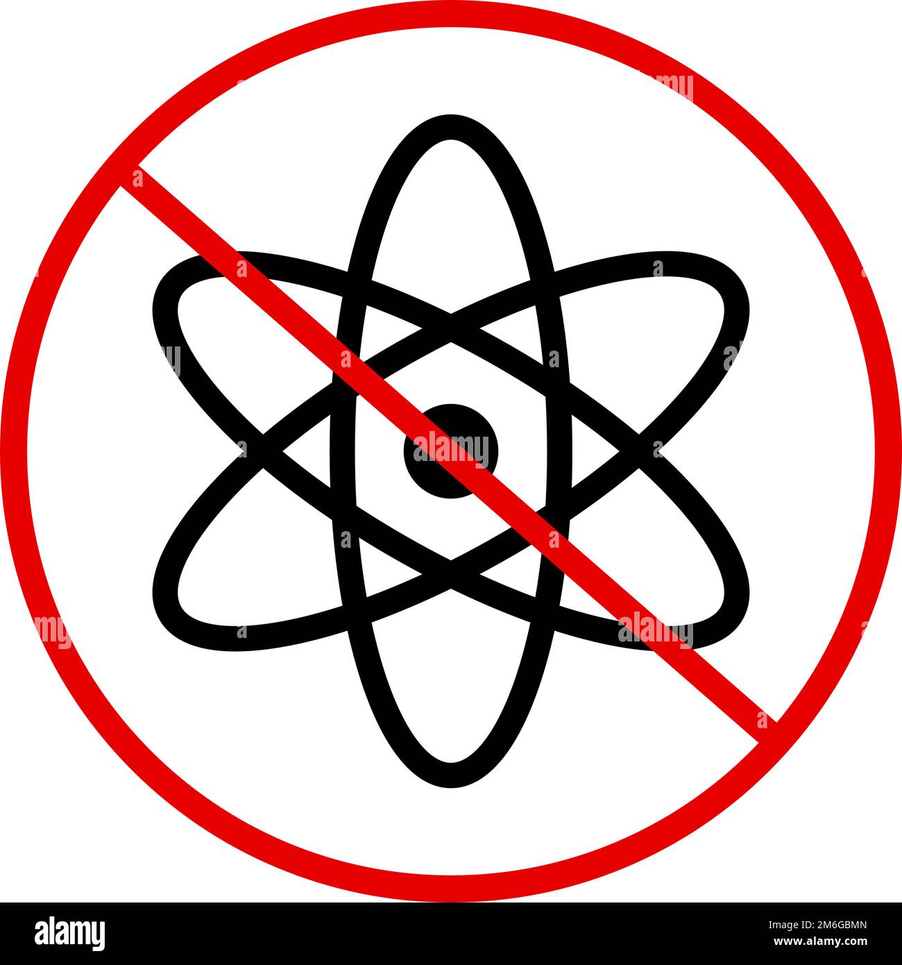 Icône Atom et symbole d'interdiction. Vecteur modifiable. Illustration de Vecteur