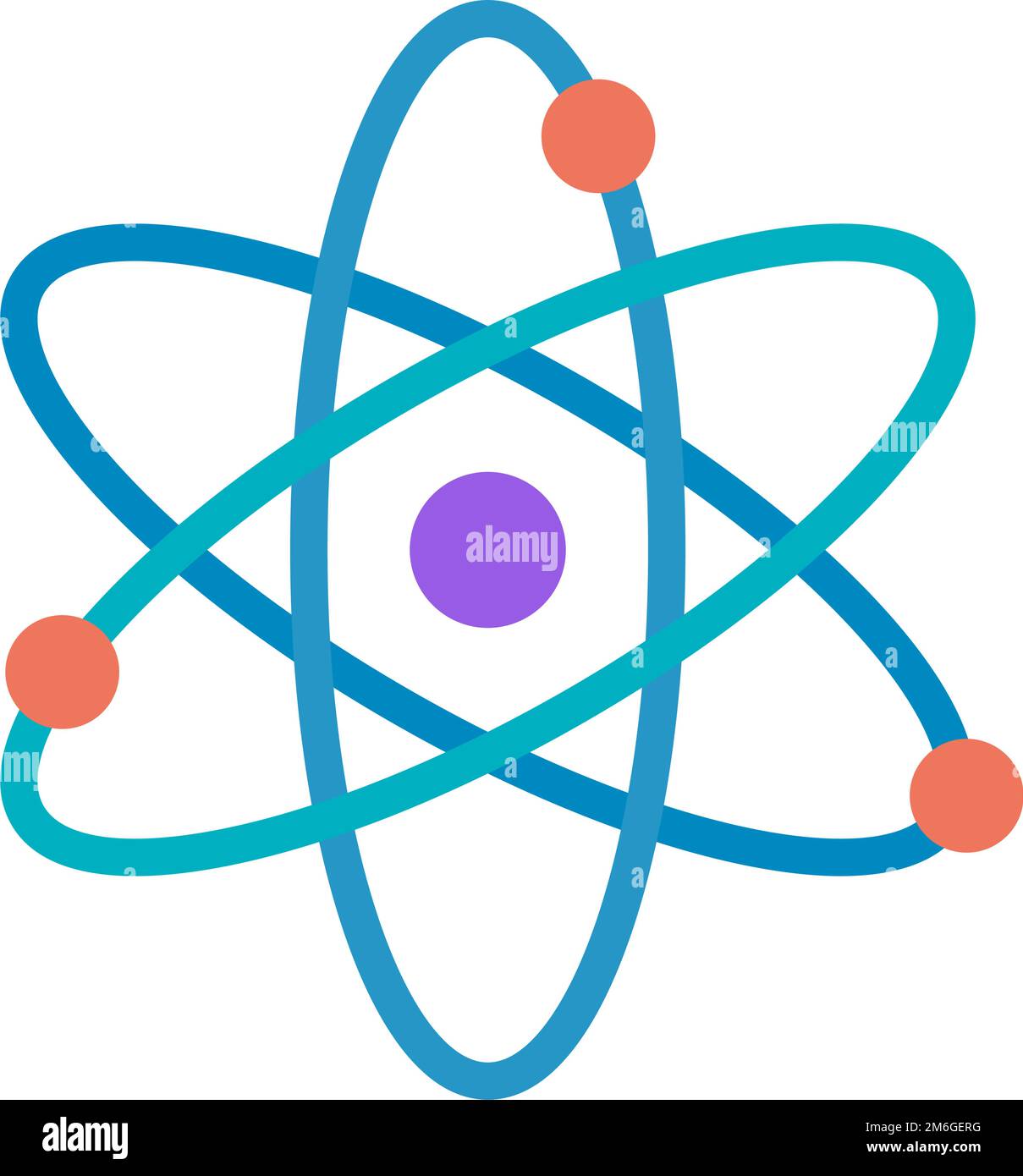 Icône atomique. Noyau, protons et neutrons. Vecteur modifiable. Illustration de Vecteur
