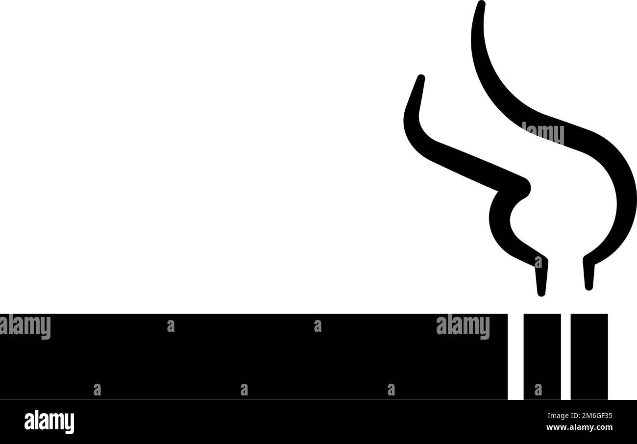 Icône représentant une silhouette de cigarette et de fumée. Symbole fumeurs. Vecteur modifiable. Illustration de Vecteur