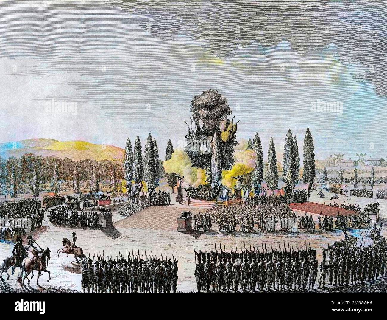 Révolution francaise de 1789 - Révolution française : tête republique des victoires au champs de mars a Paris le 10 prairie an IV (29 mai 1796). Banque D'Images