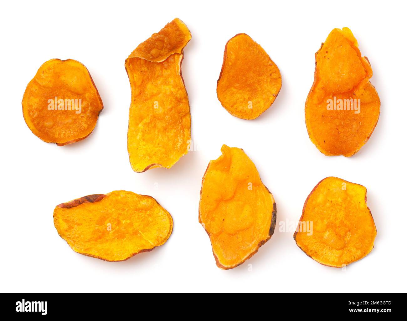 Ensemble de croustilles salées de pommes de terre douces isolées Banque D'Images