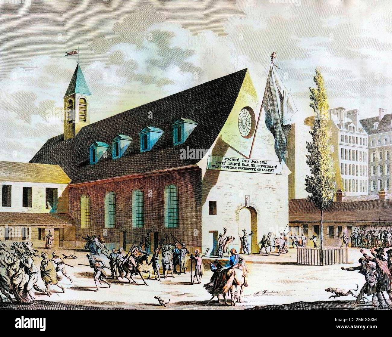 Revolution francaise de 1789 - Révolution française : Fermette de la salle des jacobins (Club des jacobins dans le couvent des Jacobins a paris) dans la nuit du 27 au 28 juillet 1794. Banque D'Images