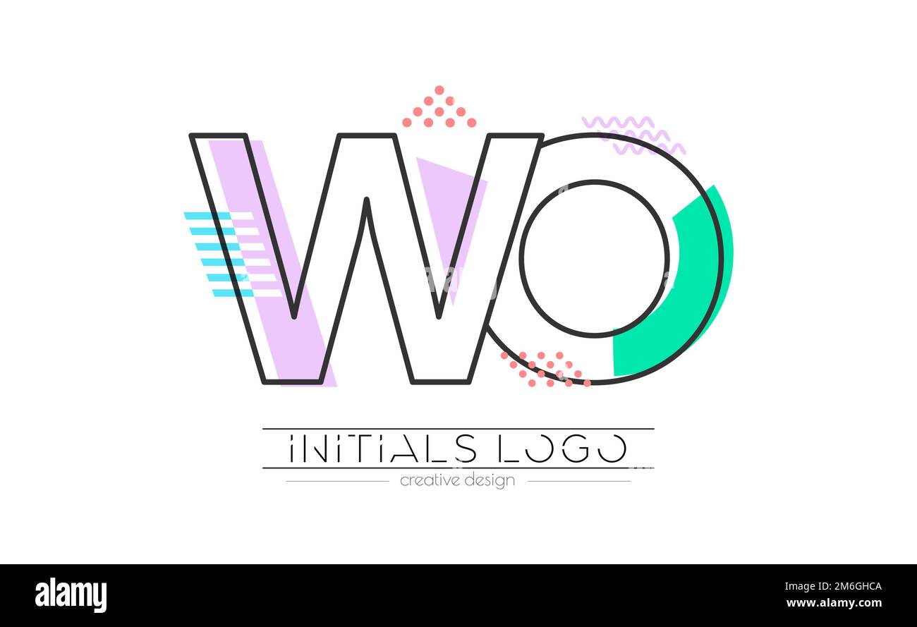 Lettres W et O. Fusion de deux lettres. Initiales logo ou symbole d'abréviation. Illustration vectorielle pour le design créatif et les idées créatives. Style plat. Illustration de Vecteur