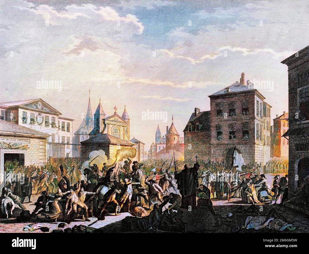 Révolution francaise : massacre de la Garde nationale a Montauban le 10 mai 1790. Gravure de Berthaut d'apres Prieur. Banque D'Images