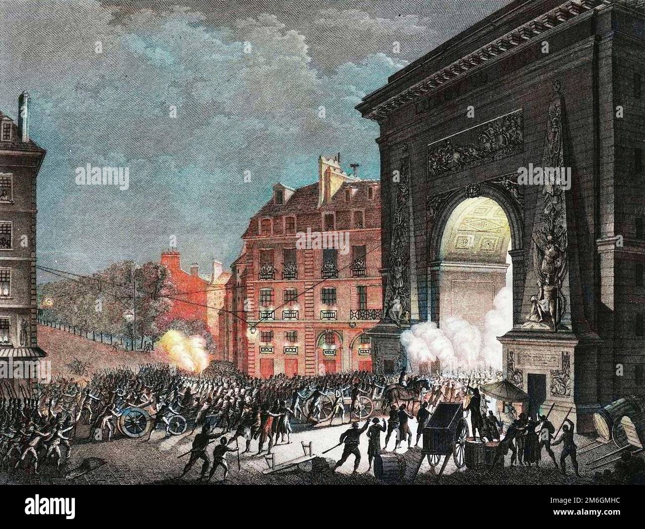 Révolution francaise de 1789 - Révolution française: Alerte a Paris garde par le clocher dans la nuit du 14 au 15 juillet 1789. Banque D'Images