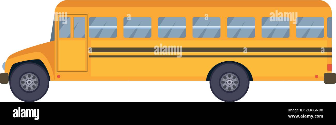 Vue latérale sur le bus scolaire. Transport jaune cartoon Illustration de Vecteur