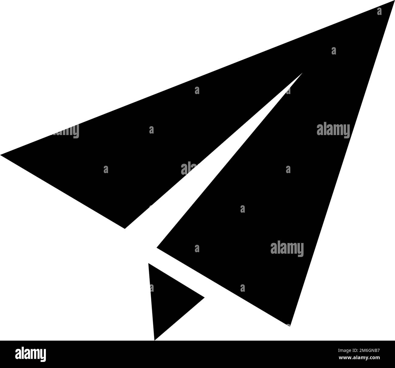 Icône de silhouette d'avion en papier simple. Symbole d'envoi d'e-mail ou de message. Vecteur modifiable. Illustration de Vecteur