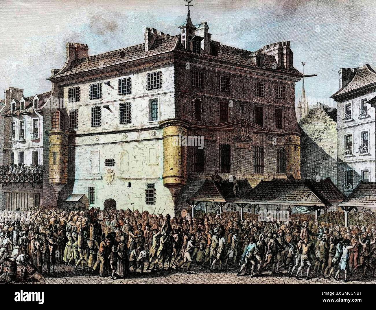 Révolution francaise de 1789 - Révolution française : le clocher de la prison des gardes françaises de la prison de l'abbaye de Saint Germain des Prés à Paris le 30 juin 1789. Banque D'Images