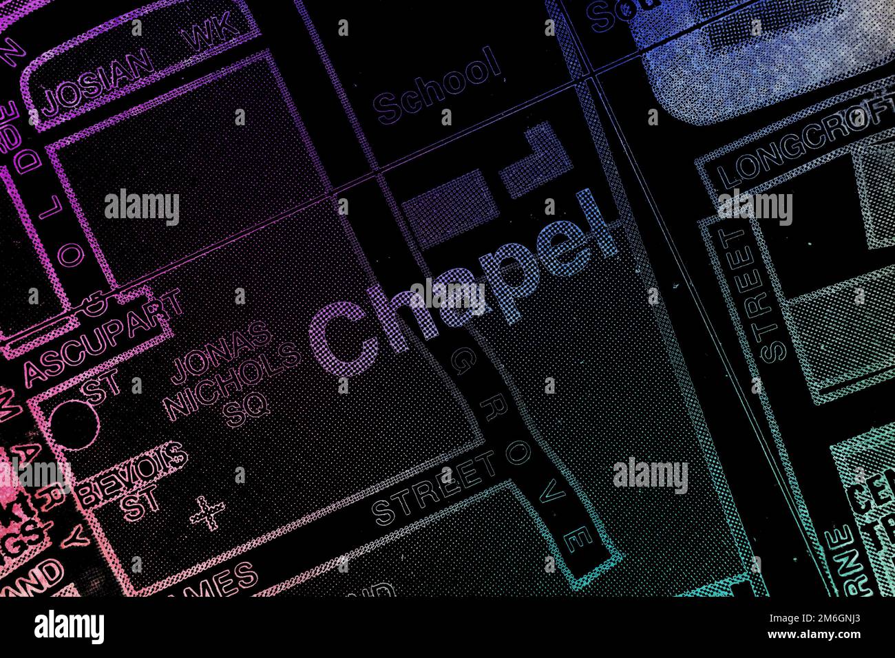 Chapel District de la ville portuaire de Southampton, Hampshire, Royaume-Uni atlas carte nom de la ville - aquarelle Banque D'Images