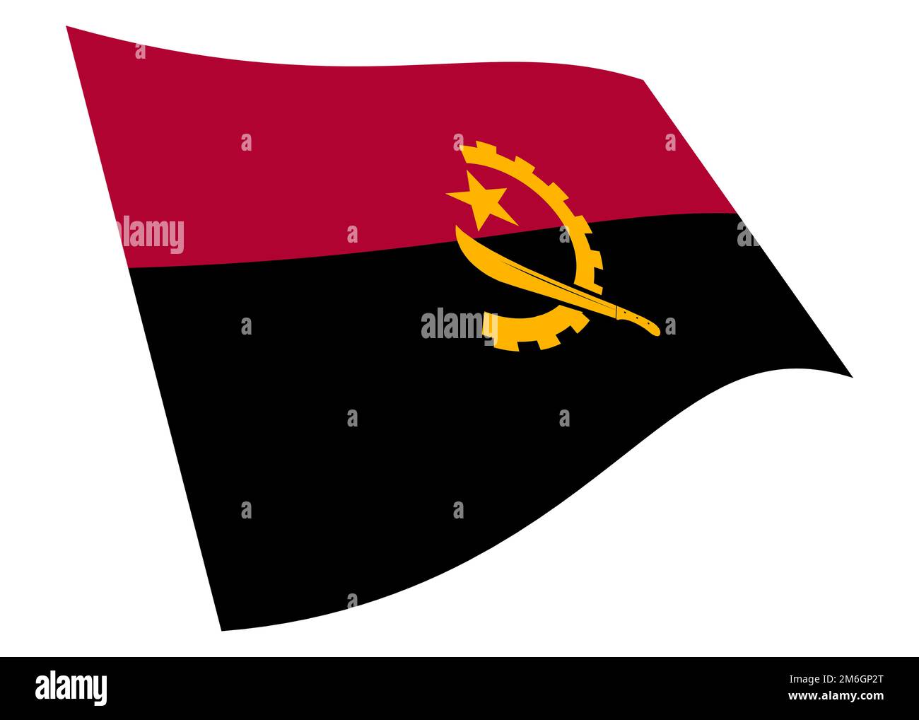 Angola Waving drapeau 3D illustration isolée sur blanc avec un chemin de coupure Banque D'Images