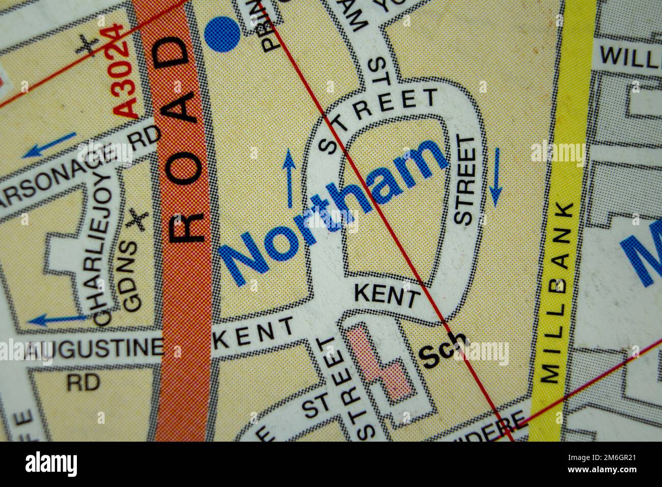 Notham District de la ville portuaire de Southampton, Hampshire, Royaume-Uni atlas carte nom de la ville Banque D'Images