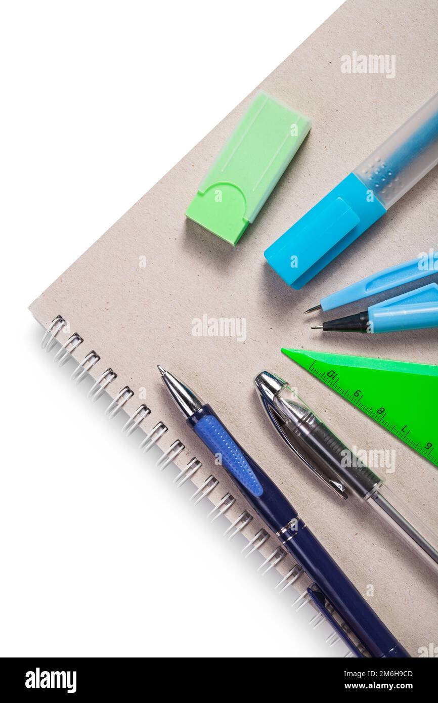 articles scolaires sur ordinateur portable Banque D'Images