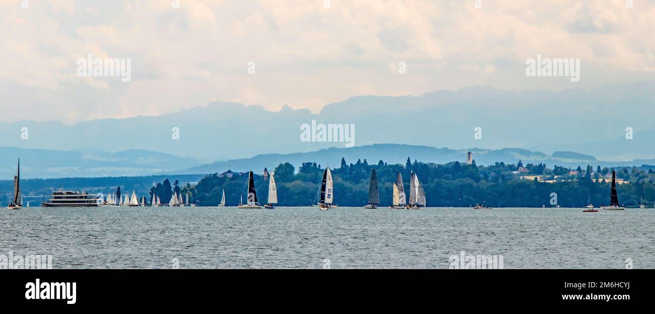 Régate de voile, Ãœberlingen sur le lac de Constance Banque D'Images