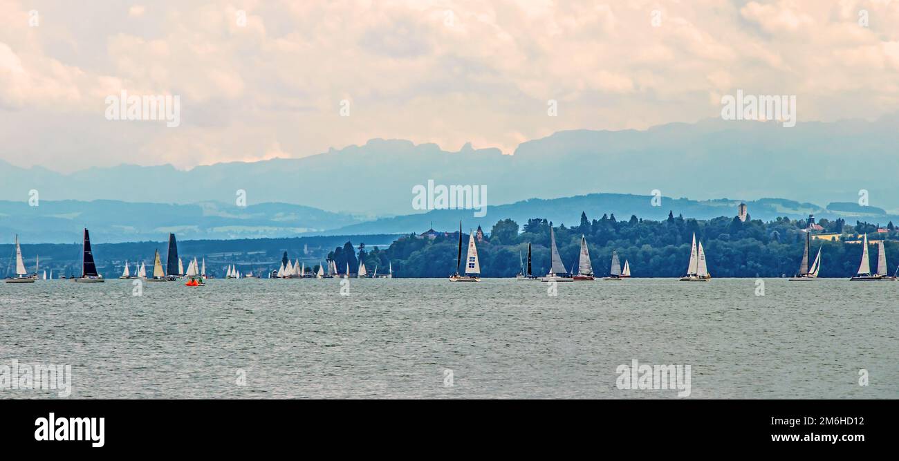 Régate de voile, Ãœberlingen sur le lac de Constance Banque D'Images