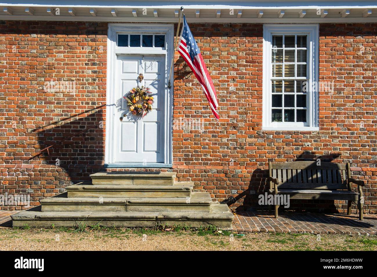 Entrée de la maison dans la ville historique de Yorktown, Virginie, États-Unis Banque D'Images