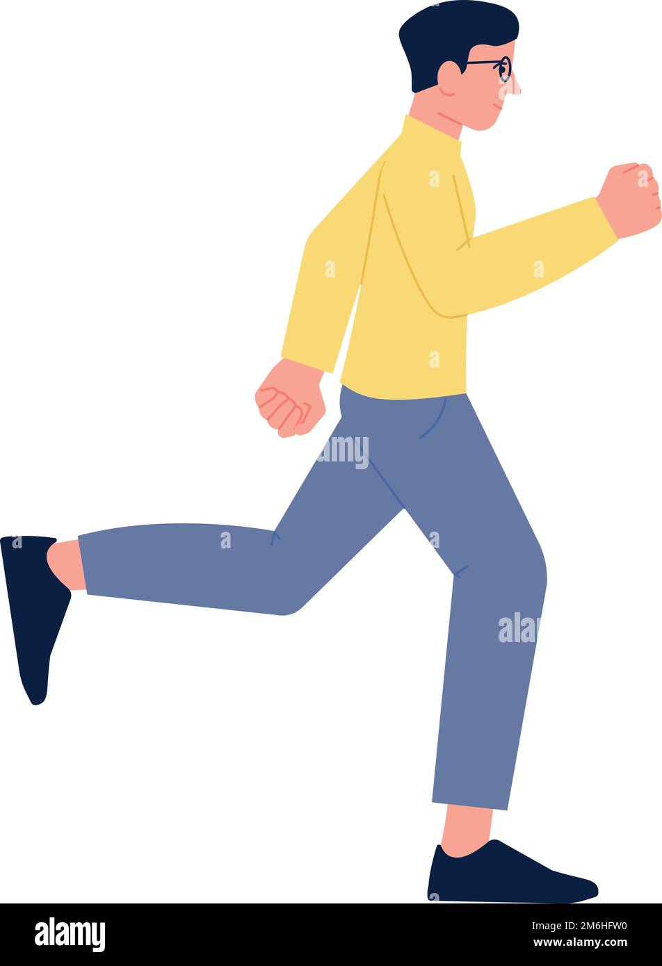 Homme hurle. Jeune homme courant. Caractère rougir Illustration de Vecteur