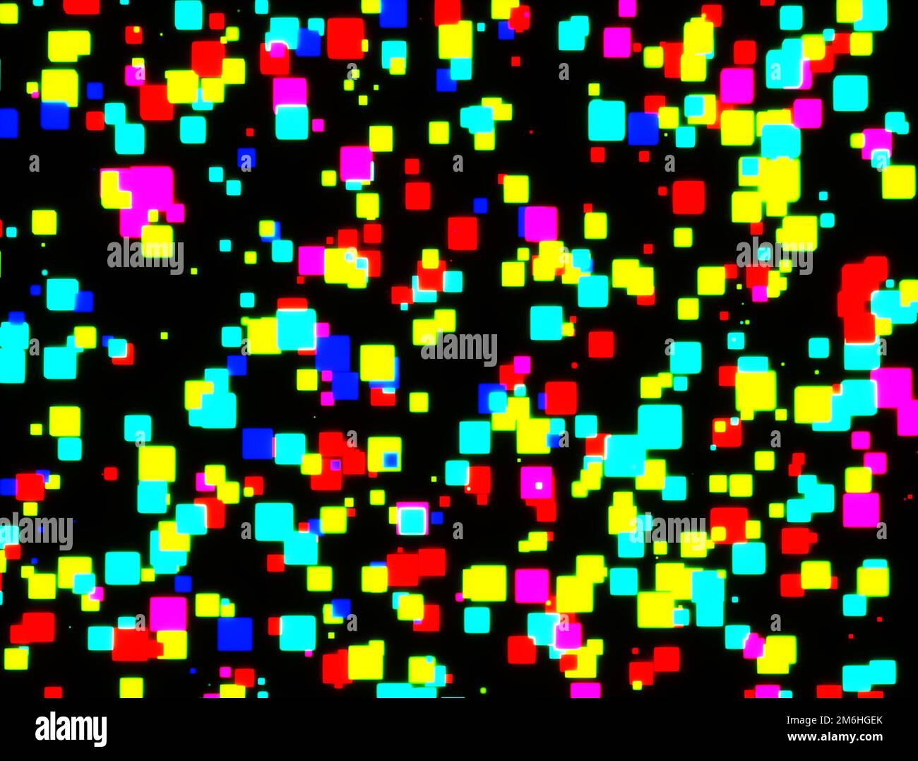 Rectangles lumineux multicolores sur fond noir. Arrière-plan abstrait. 3d rendu. Banque D'Images