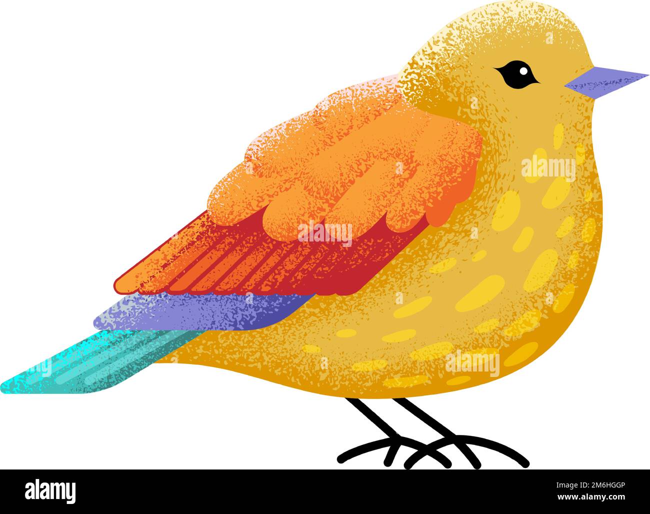 Oiseau stylisé. Animal brillant à plumes. Icône de texture décorative Illustration de Vecteur
