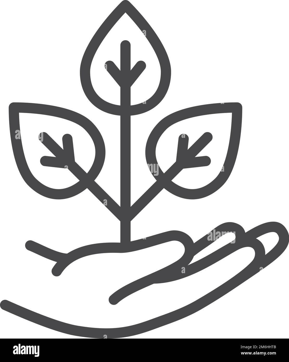 Main avec plante en croissance. Nature organique. Éco-soin Illustration de Vecteur