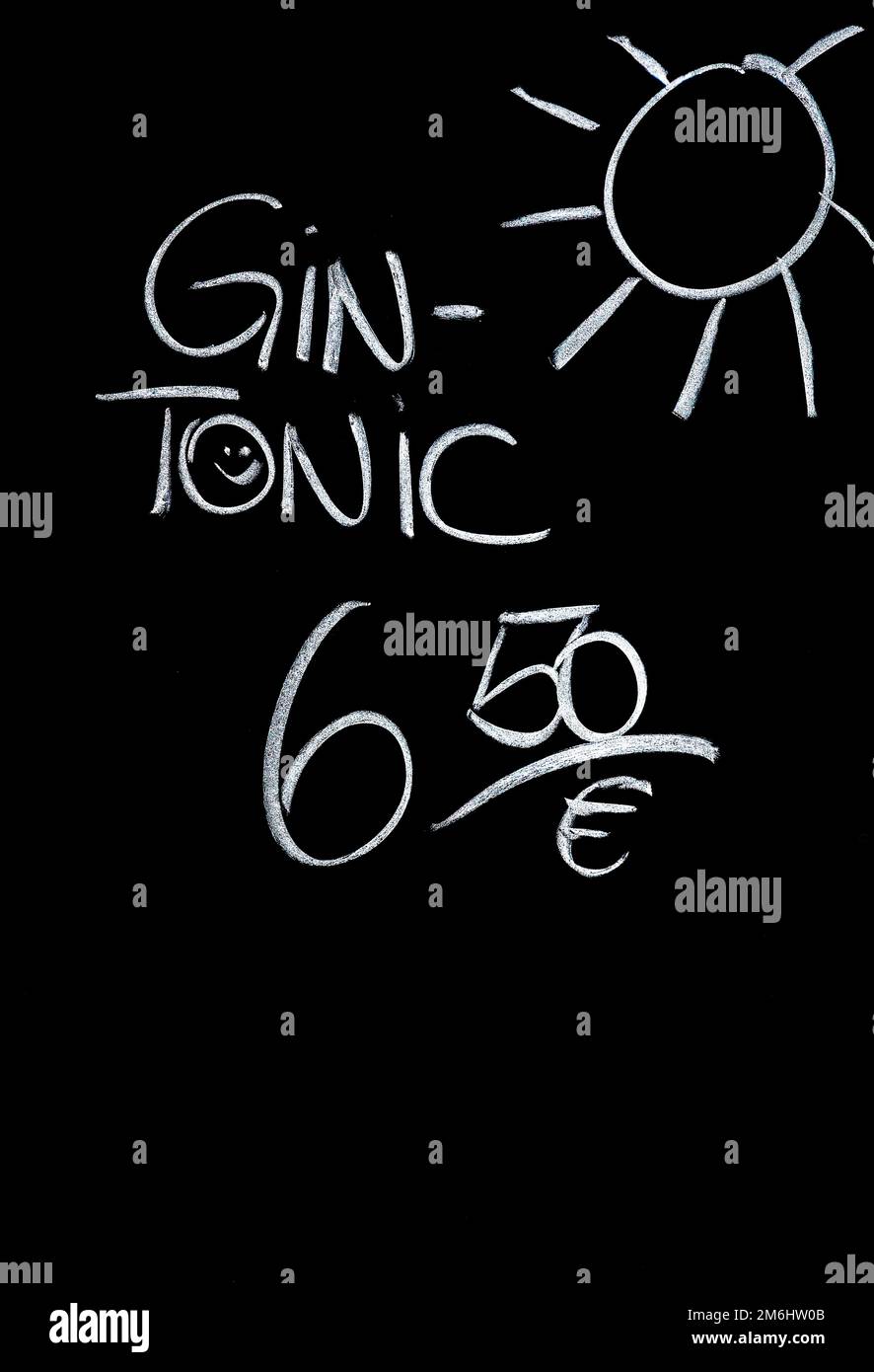 Panneau publicitaire pour gin et tonique, à 6,50 euros la pièce. Banque D'Images