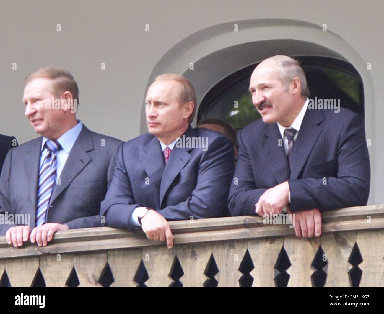 Ukraine, Russie et Bélarus. Trois présidents Kuchma Poutine et Loukachenko Banque D'Images