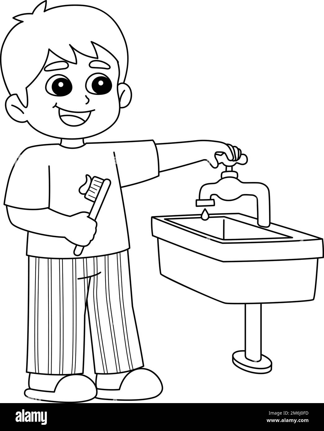 Page de coloriage isolée conservation de l'eau pour garçon Illustration de Vecteur