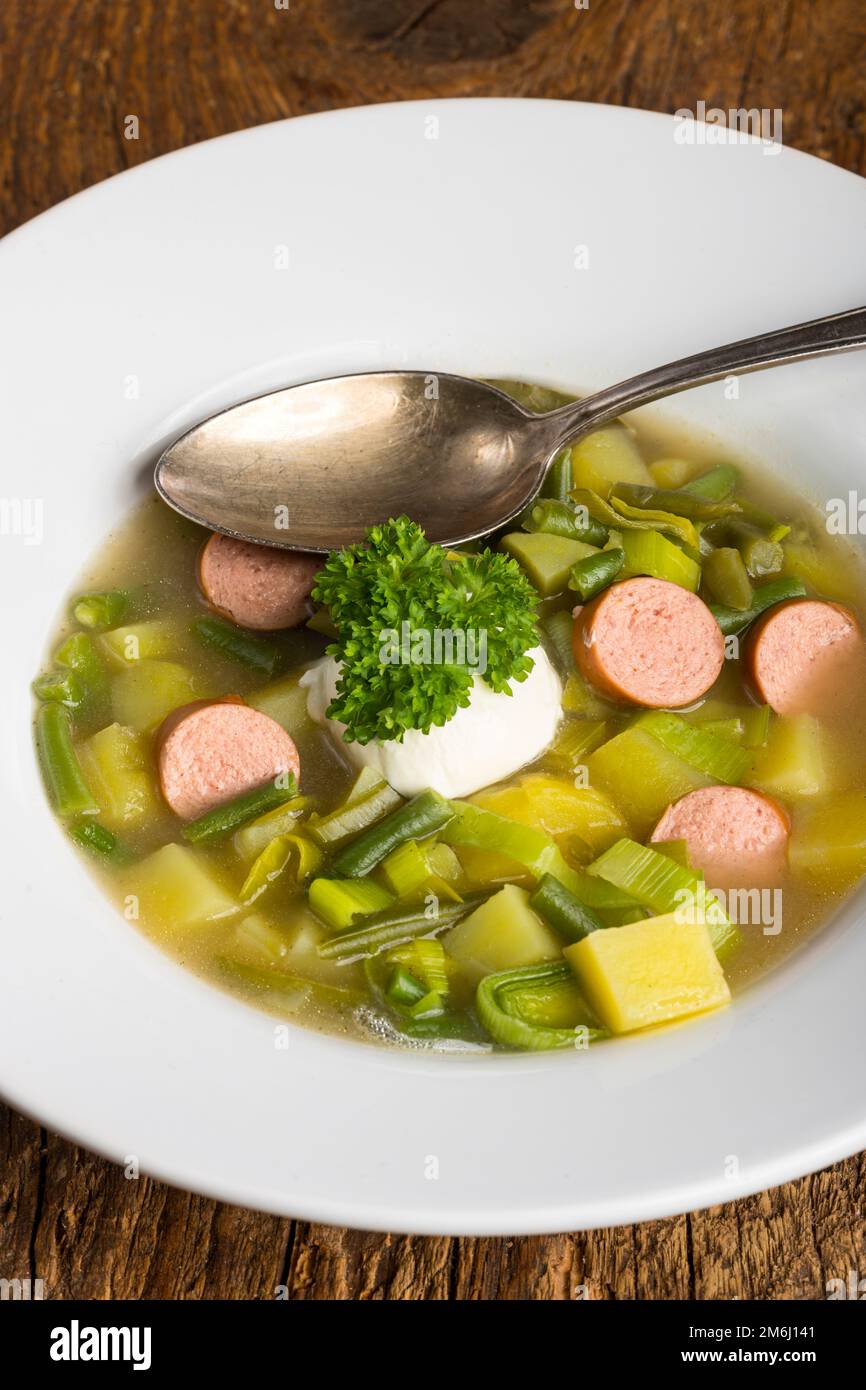 Soupe de haricots de pomme de terre du Luxembourg Banque D'Images