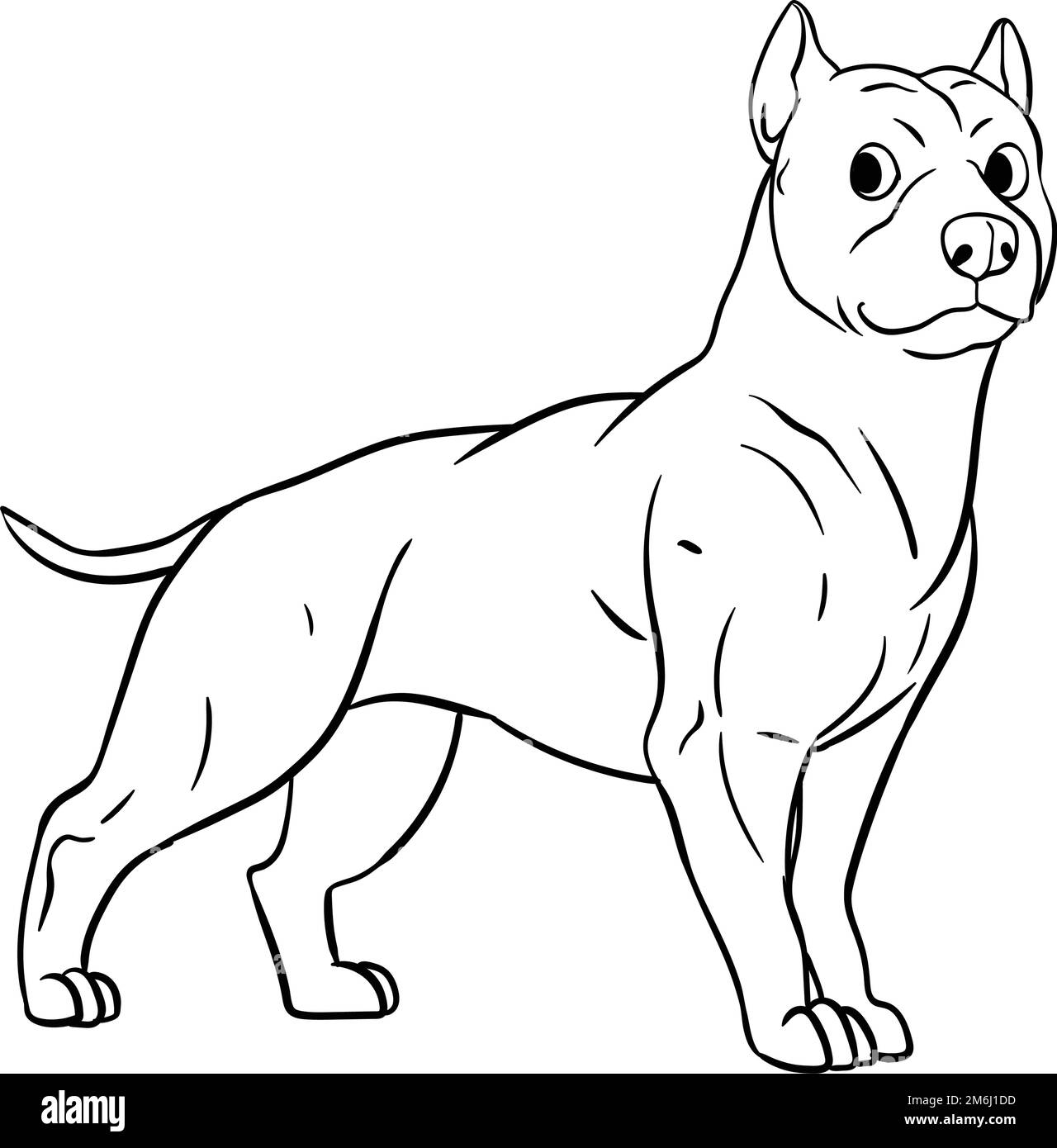 Pit Bull Isolated coloriage page pour enfants Illustration de Vecteur