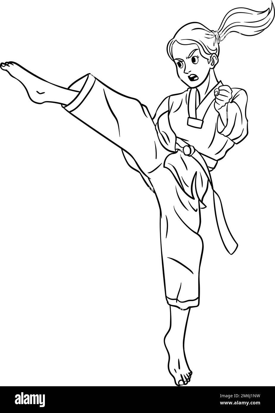 Taekwondo page de coloriage isolée pour enfants Illustration de Vecteur