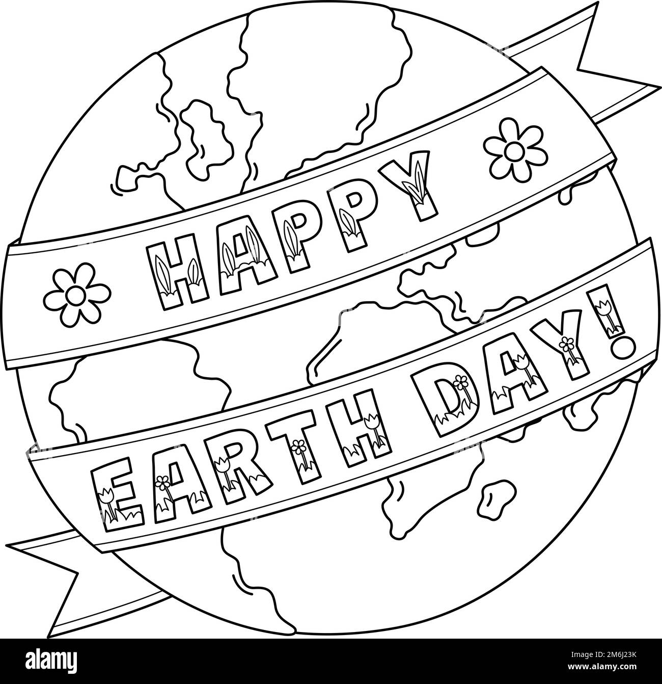 Page de coloriage isolée Happy Earth Day pour enfants Illustration de Vecteur