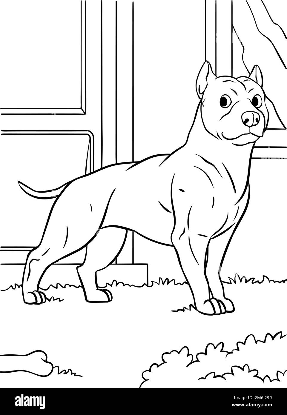 Page de coloriage de la fosse Bull pour les enfants Illustration de Vecteur