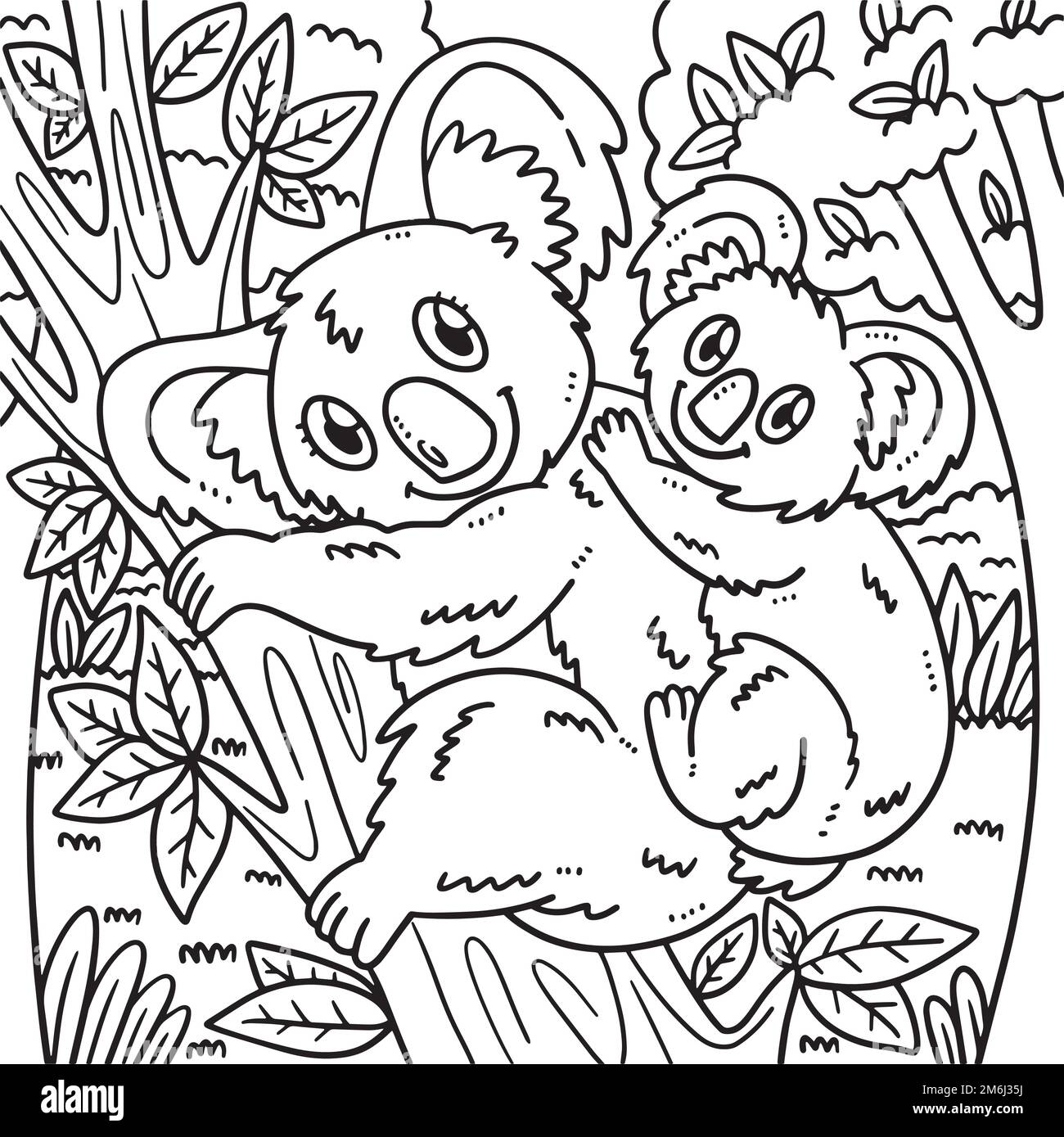 Page de coloriage de la mère Koala et du bébé Koala pour les enfants