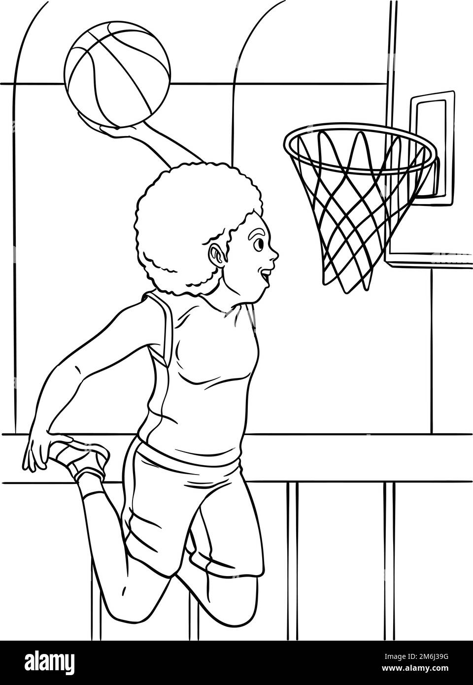 Page de coloriage de la dunks de la slam de basket-ball pour enfants Image  Vectorielle Stock - Alamy