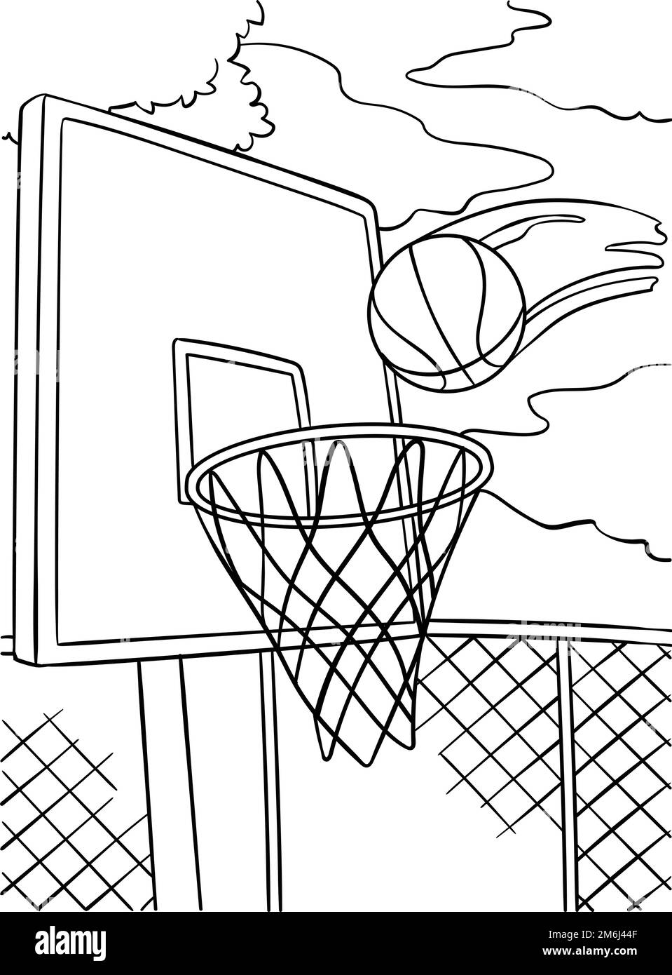 Page de coloriage de basket-ball et de balle pour enfants Illustration de Vecteur