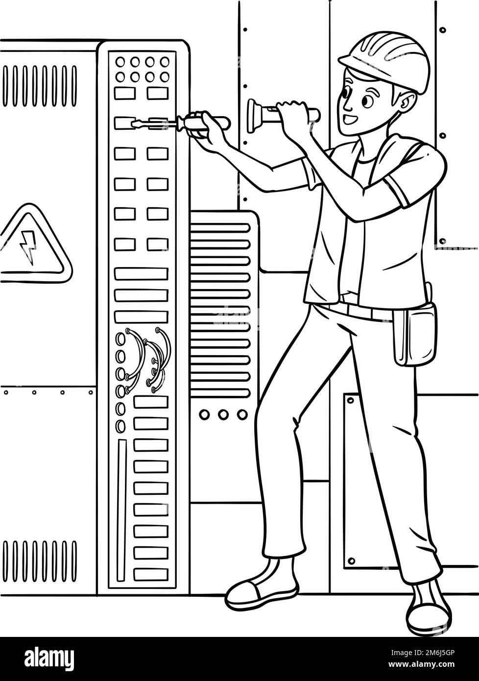 Page de coloriage électricien pour enfants Illustration de Vecteur