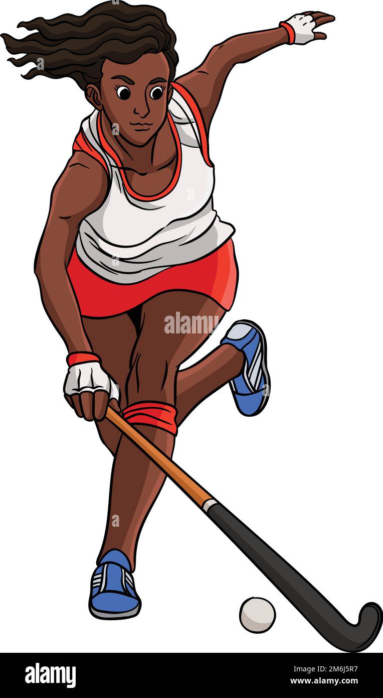Illustration de la partie de couleur du dessin animé de hockey sur gazon Illustration de Vecteur