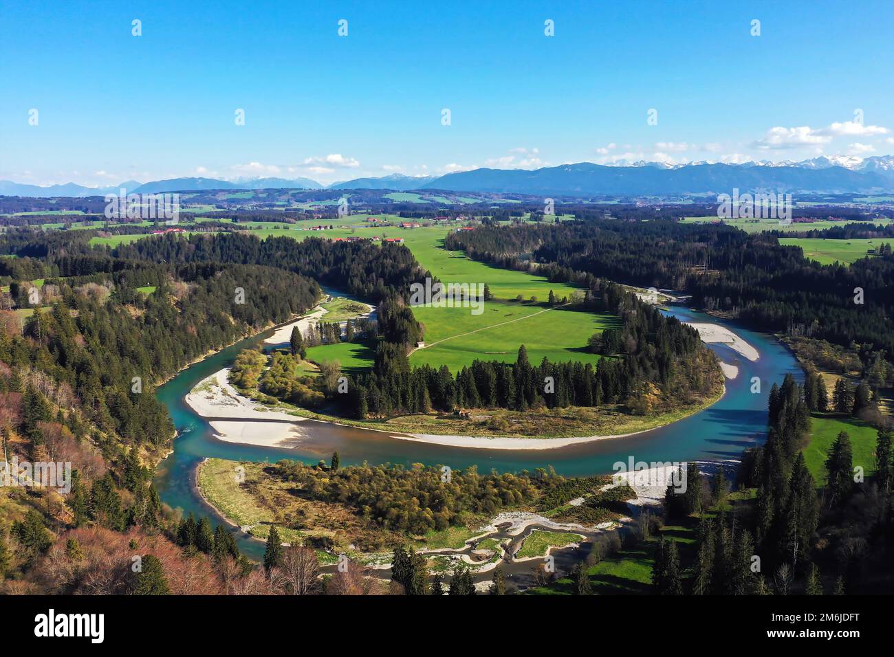 Vue aérienne de la boucle Litzauer par beau temps Banque D'Images