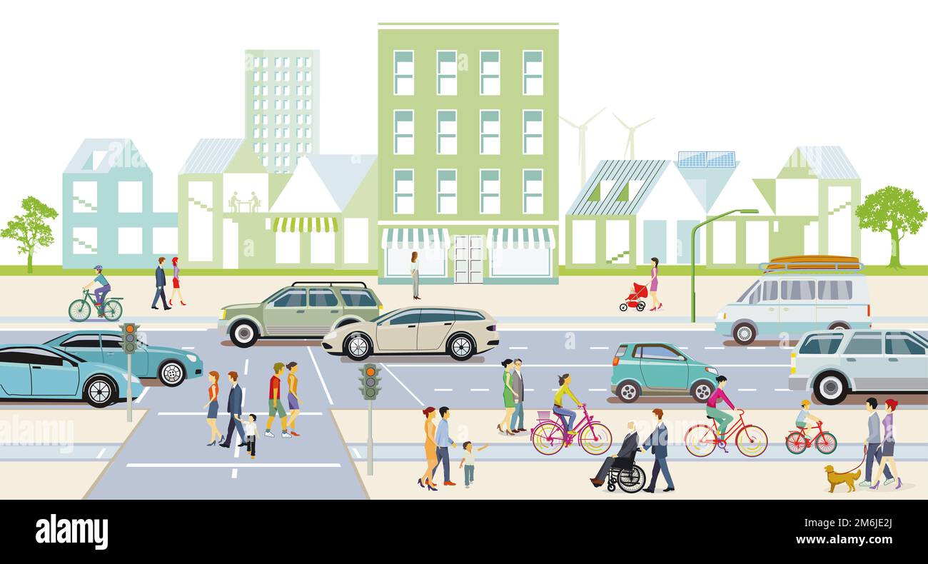Silhouette de ville avec développement durable, illustration Banque D'Images