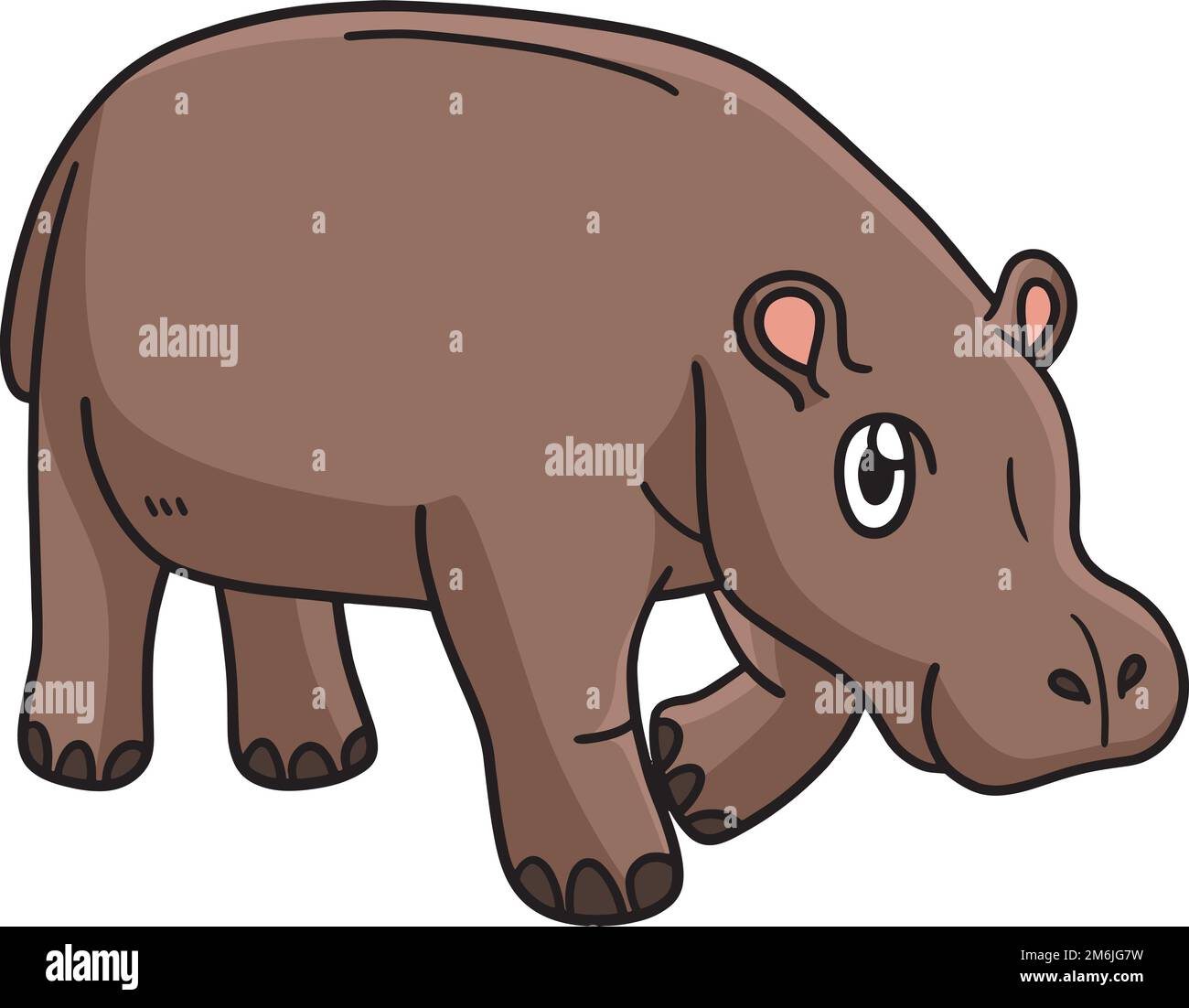 Dessin animé d'animaux marins Hippo, couleur Clipart Illustration de Vecteur