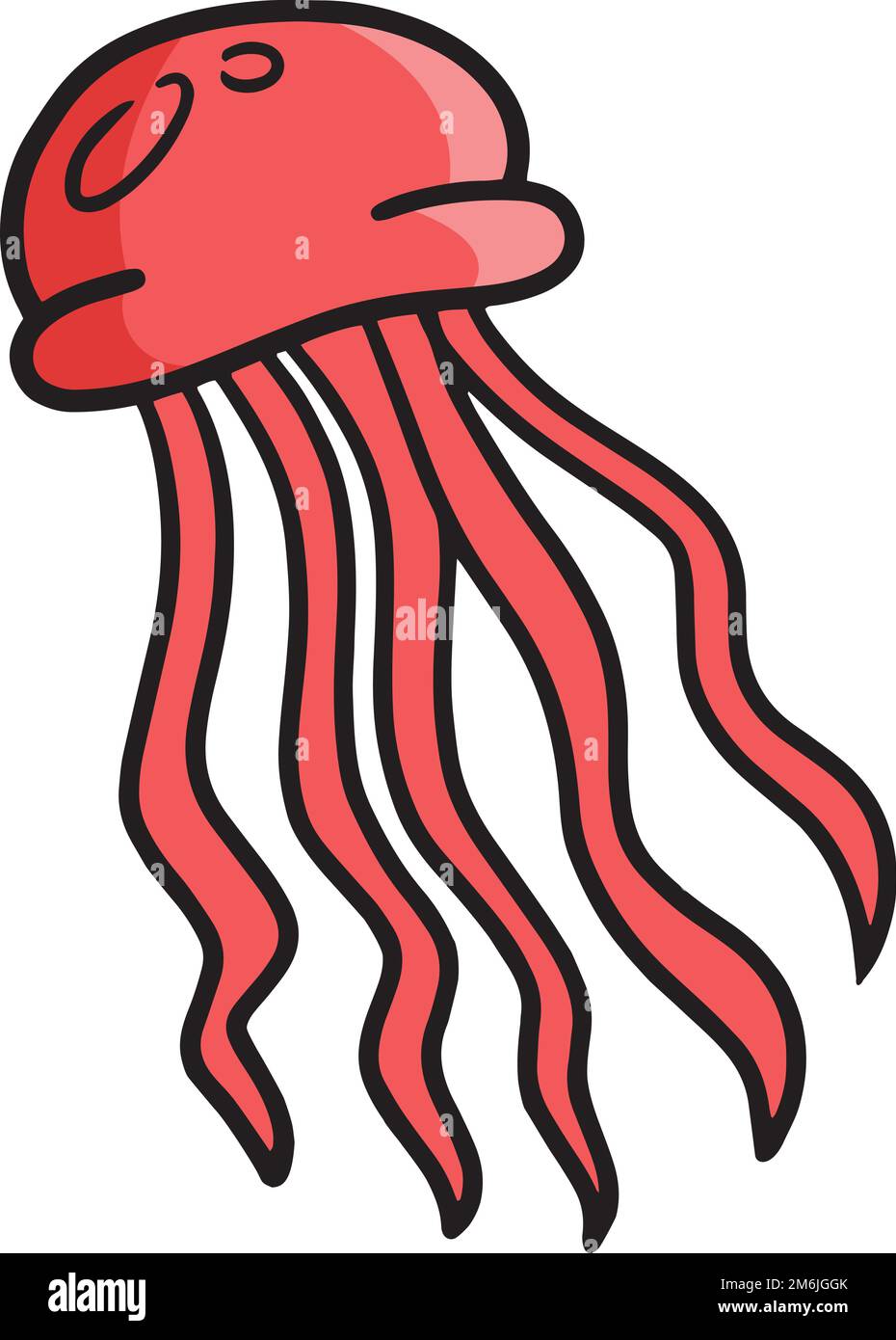 Dessin animé d'animaux marins de méduse Clipart de couleur Illustration de Vecteur