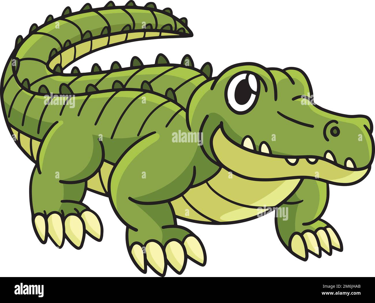 Crocodile Marine Animal Cartoon couleur Clipart Illustration de Vecteur
