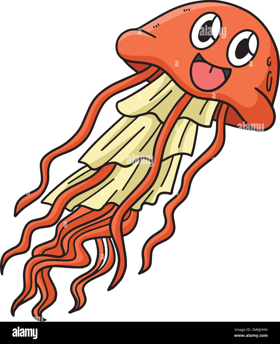 Dessin animé d'animaux marins de méduse Clipart de couleur Illustration de Vecteur