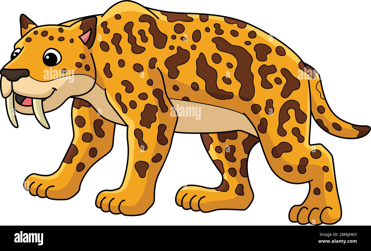 Dessin animé Smilodon Animal Clipart coloré Illustration de Vecteur