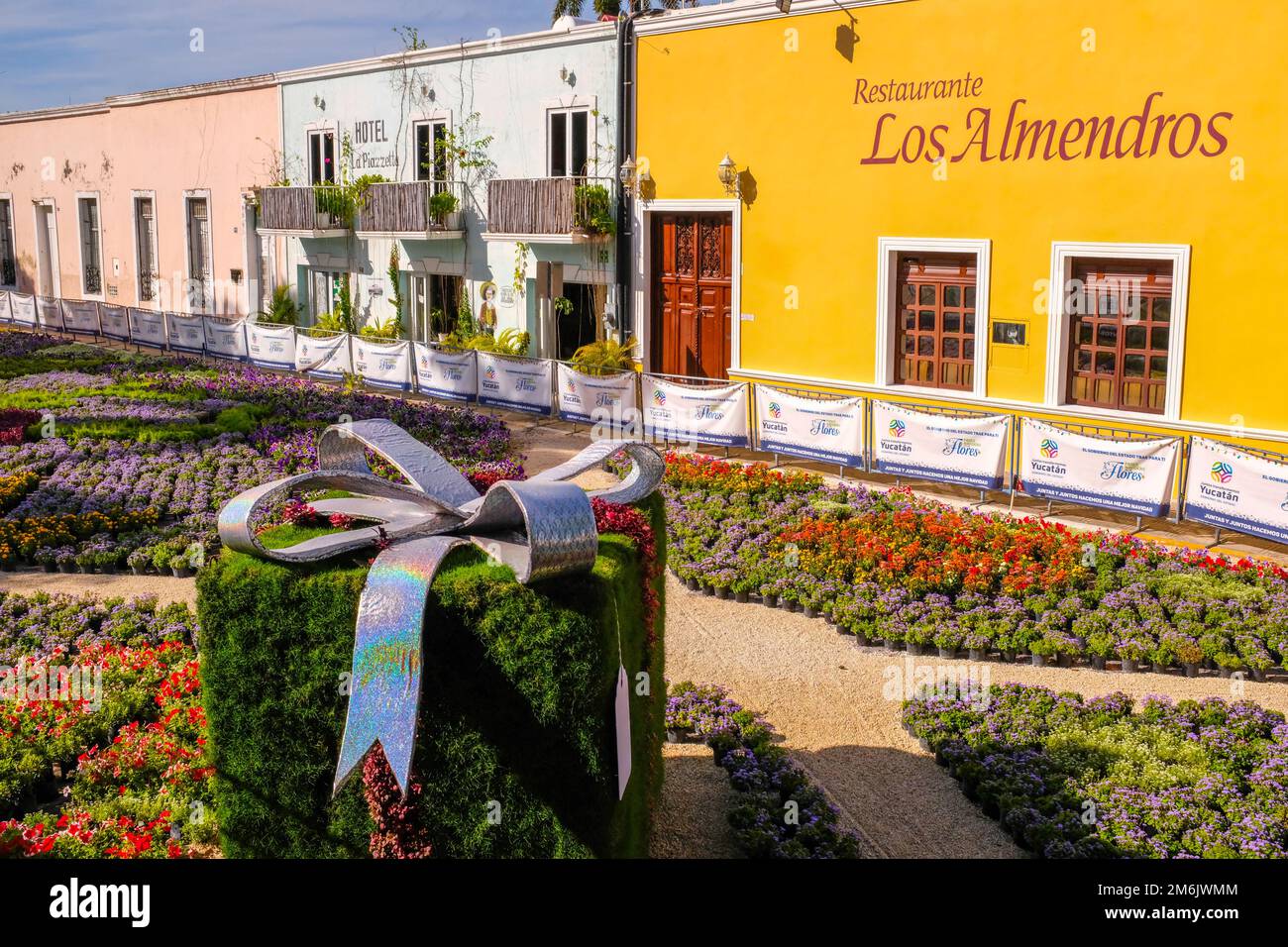 Exposition de fleurs de Noël, Parque de la Mejorada, Centre historique de Merida, Yucatan, Mexique Banque D'Images