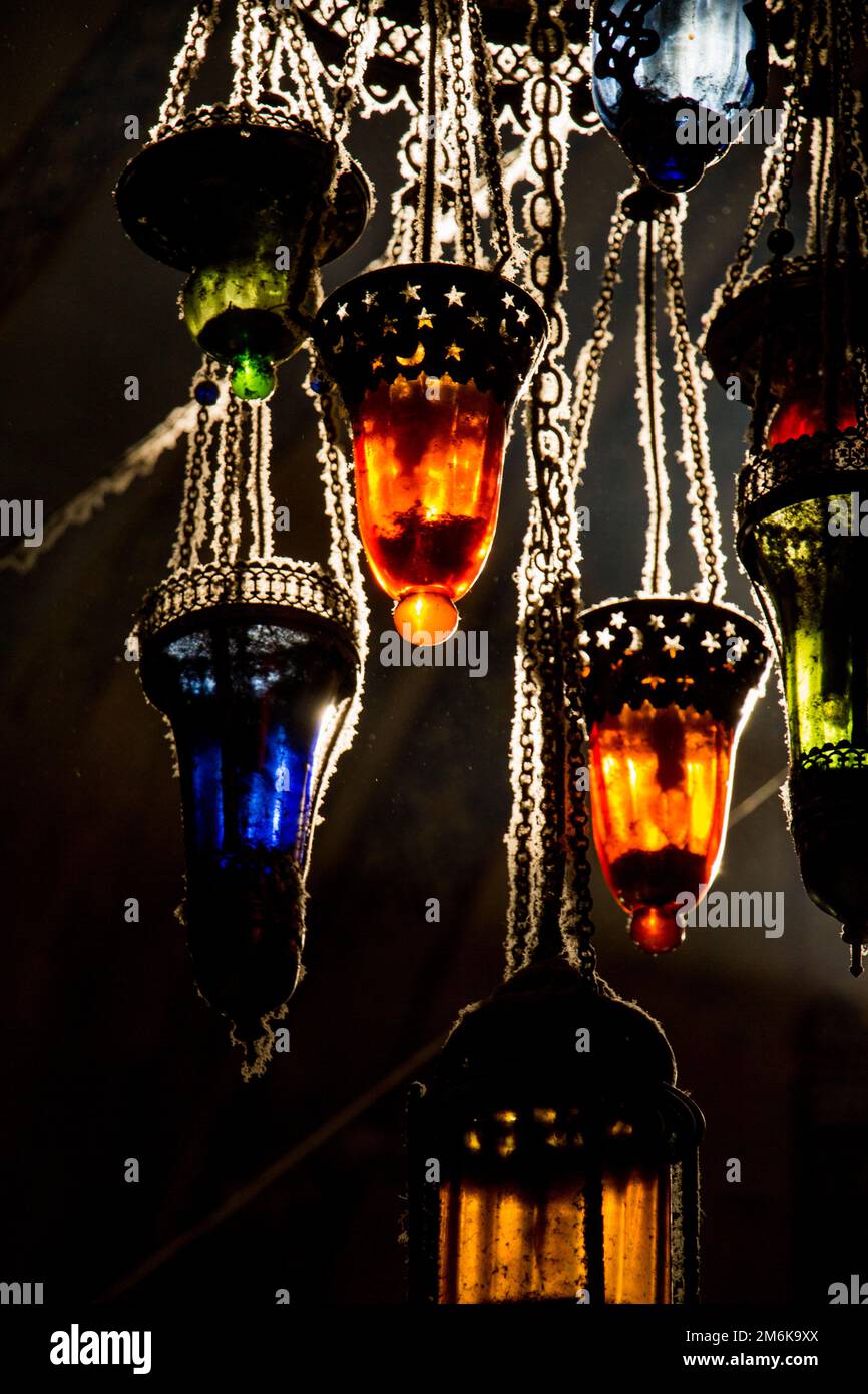 Lampes Ottoman mosaïque du Grand Bazar Banque D'Images