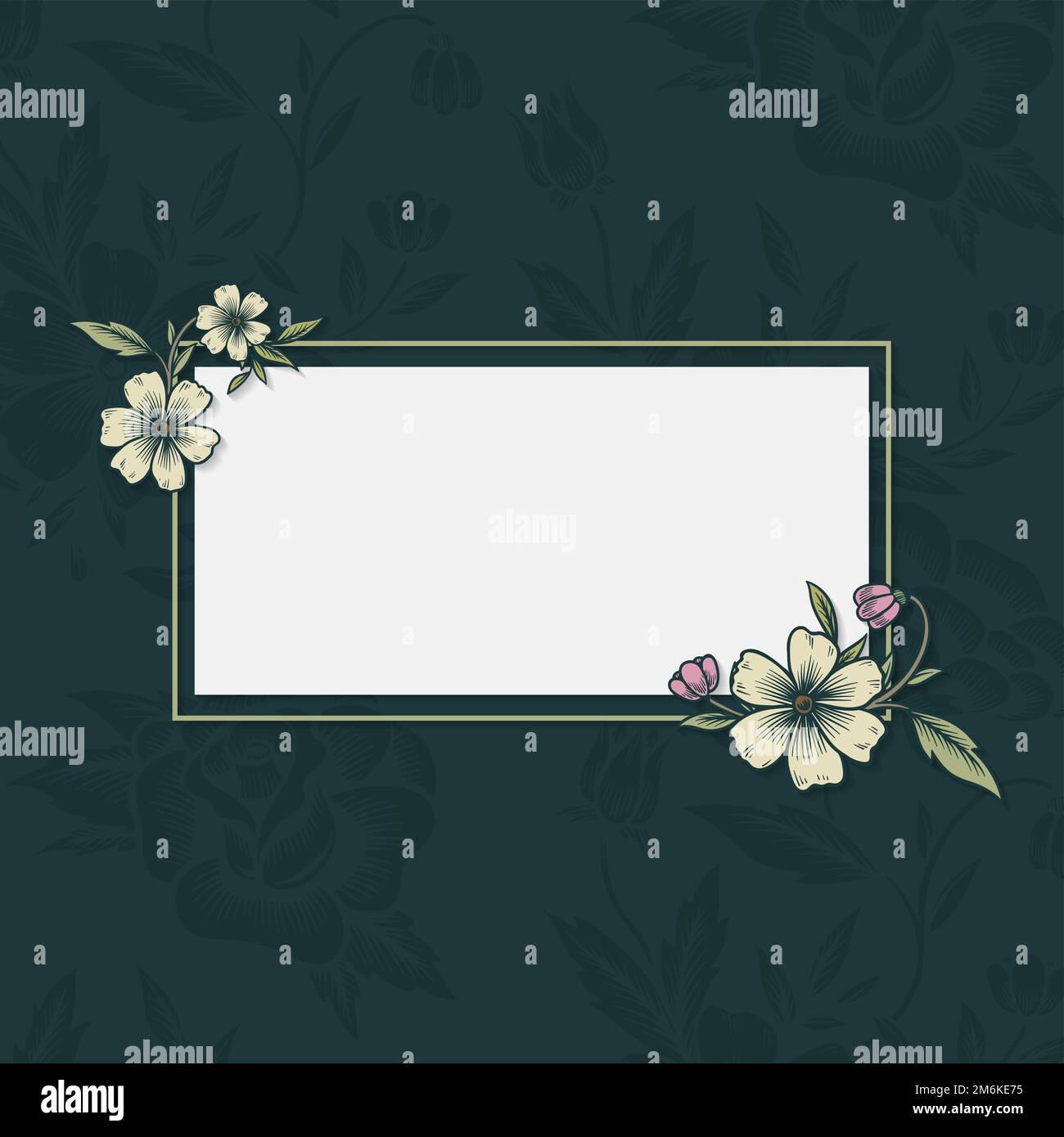 Rectangle floral encadré bannière vector Illustration de Vecteur