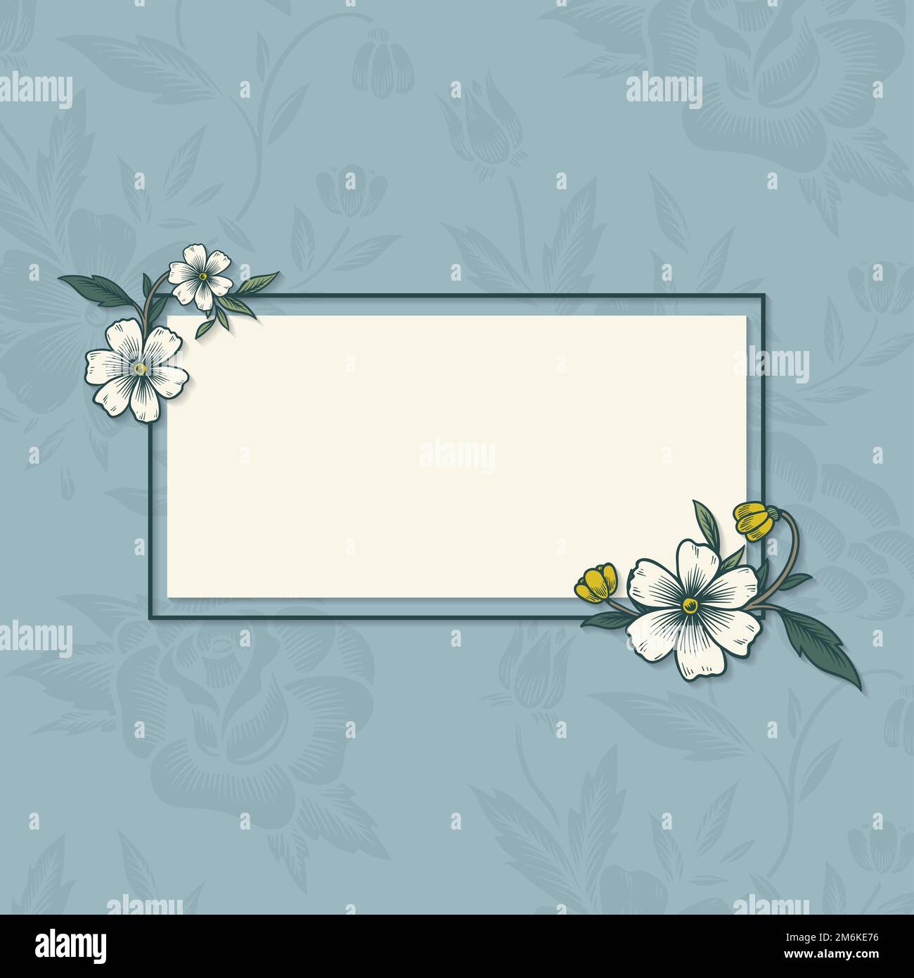 Rectangle floral encadré bannière vector Illustration de Vecteur