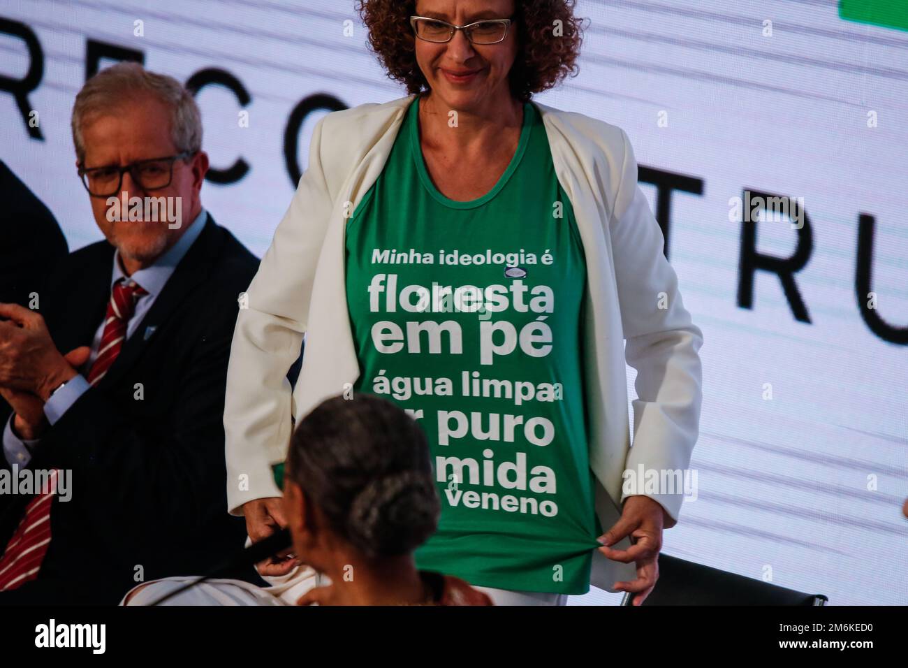 Brasilia, Brésil. 04th janvier 2023. DF - Brasilia - 01/04/2023 - BRASILIA, LA POSSESSION DE MARINA SILVA - adjoint fédéral Marina Silva lors de la cérémonie d'inauguration en tant que ministre de l'Environnement, qui s'est tenue ce mercredi (3) au Palais Planalto. Photo: Scarlett Rocha/AGIF/Sipa USA crédit: SIPA USA/Alay Live News Banque D'Images